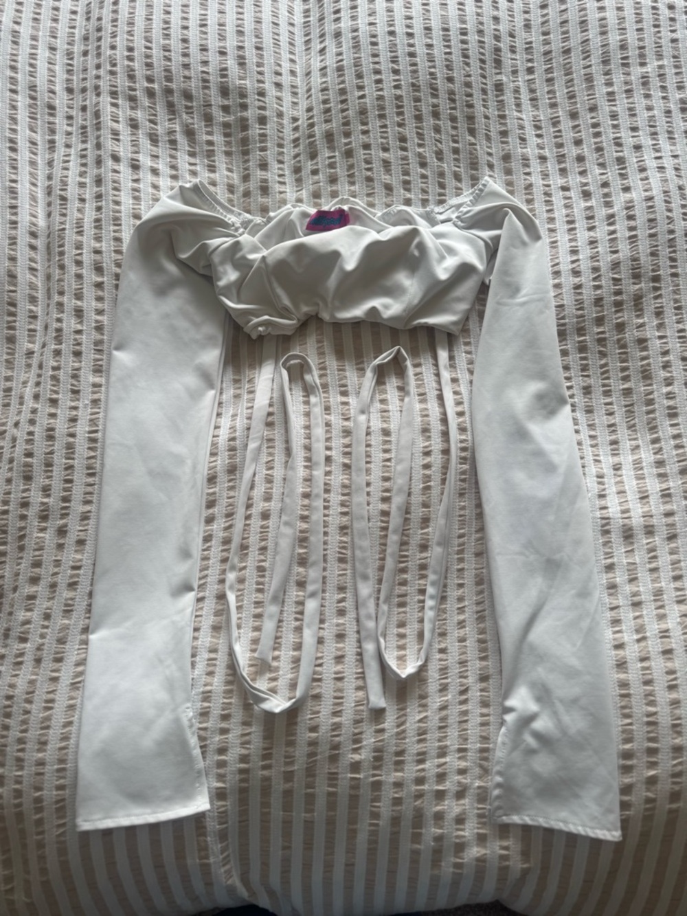 Edikted White Long Sleeve Crop Top